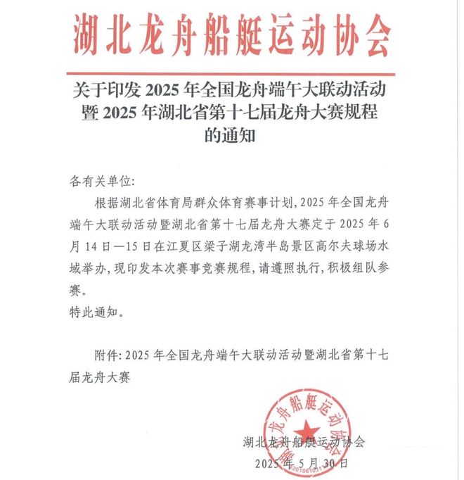 大赛将在武汉举办！定了！湖北省龙舟